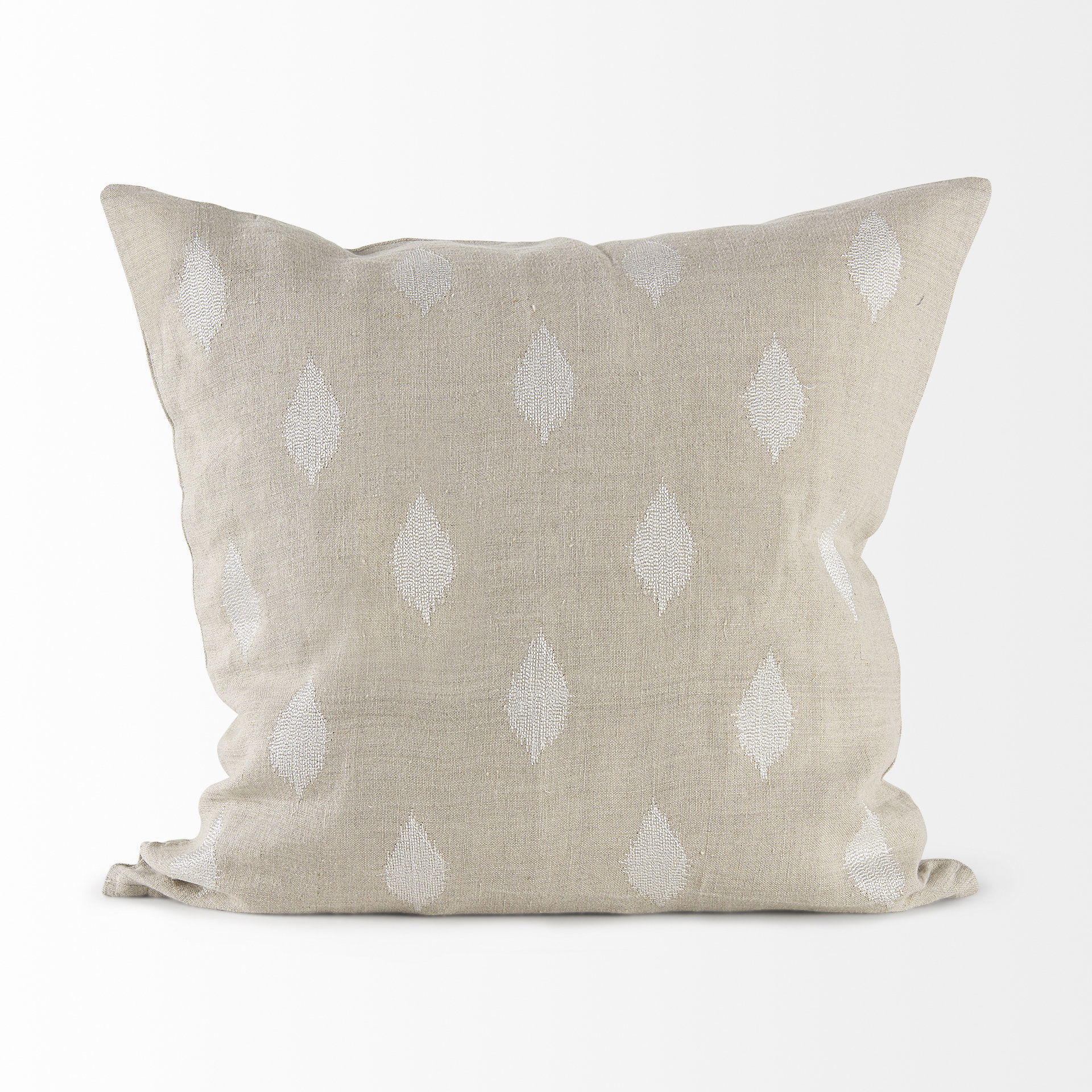 Enya 18L x 18W Beige and Cream Fabric Patterned Decorative Pillow Cover large image 