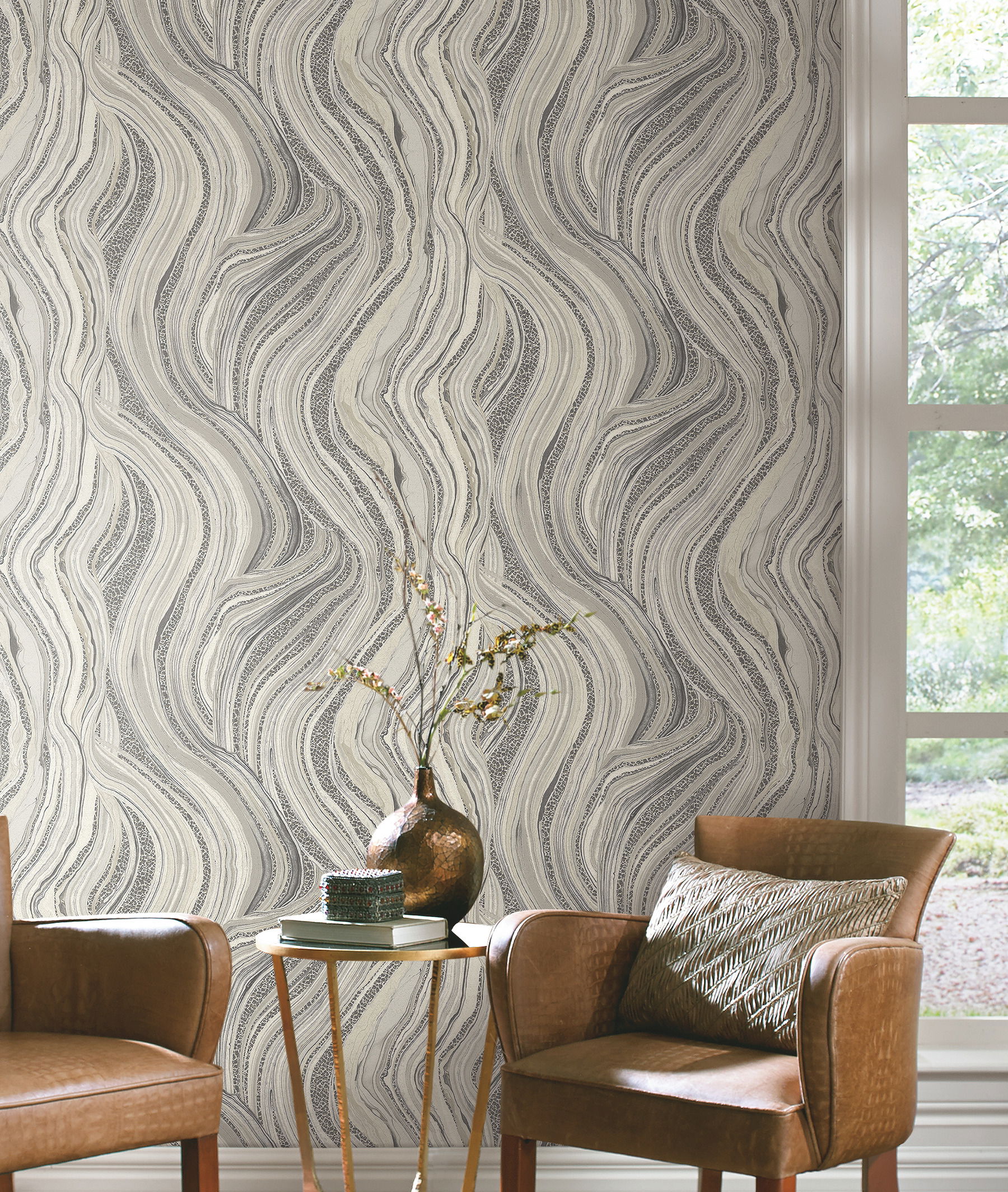 Streaming Cheetah Grey Wallpaper, by York Wall, 27' length x 2'3" width x 0.02" depth View 3