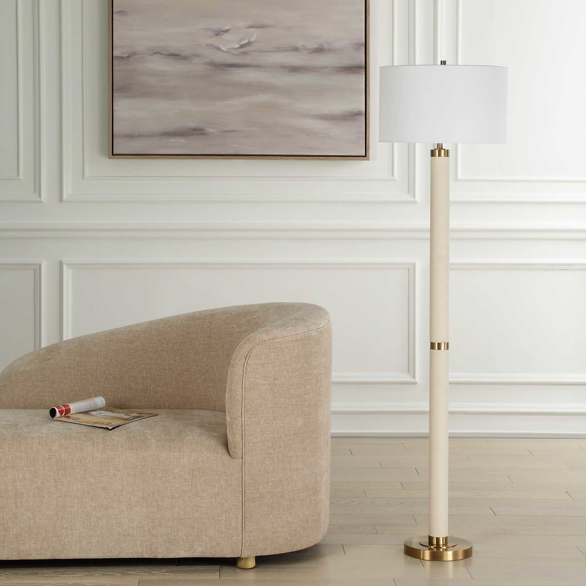 Wessex White Floor Lamp, by Uttermost, 17" width x 65.75" height x 17" depth View 4