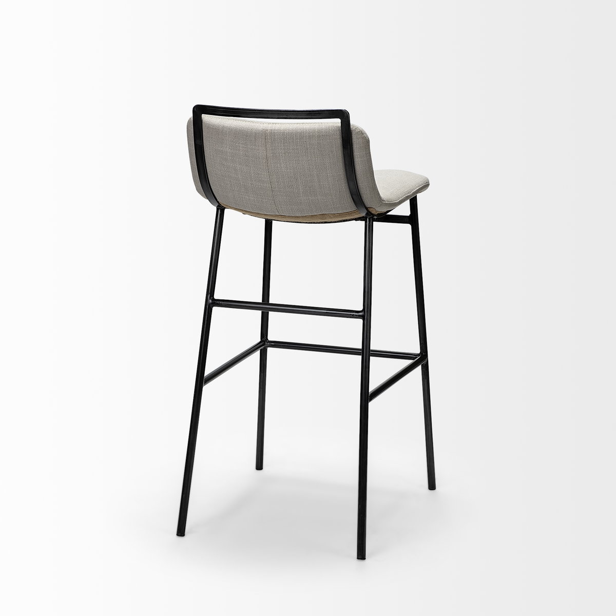 Kavalan Low Back 24.25in Seat Counter Stool | Beige Fabric with Metal, Counter & Bar Stool by Mercana, 17.72" length x 20.87" width x 33.46" height View 9