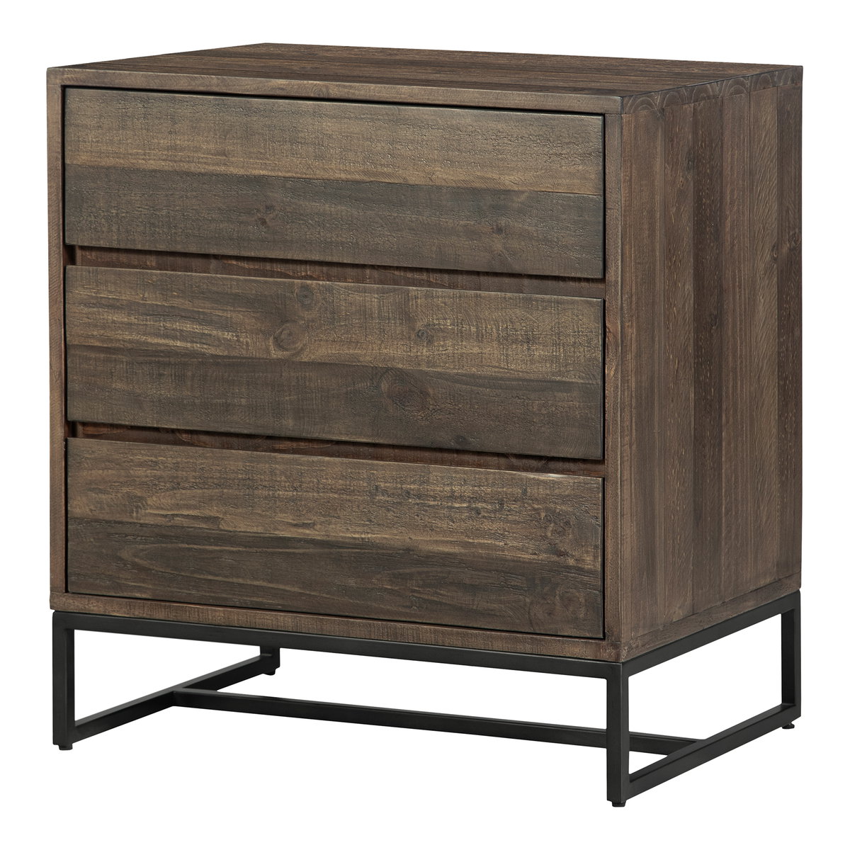 Elena 3 Drawer Nightstand Brown, Dresser by Moe's Home, 28" width x 30" height x 18" depth View 3