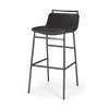 Kavalan Low Back 37.5in Seat Bar Stool | Ebony Leather with Black Metal, Counter & Bar Stool by Mercana, 17.7" length x 20.9" width x 37.5" height thumbnail 1