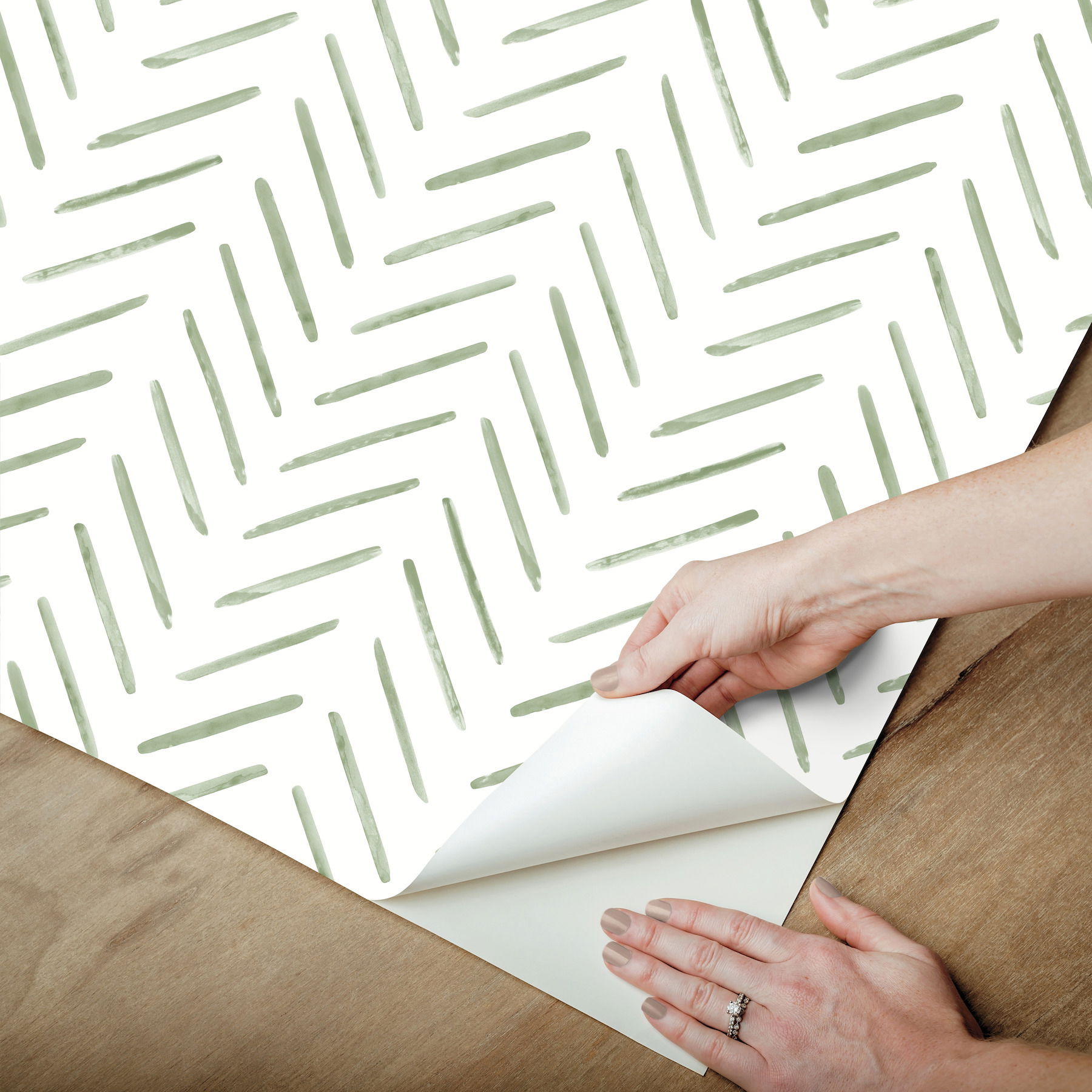 Painted Herringbone Fern Peel & Stick Wallpaper large image 