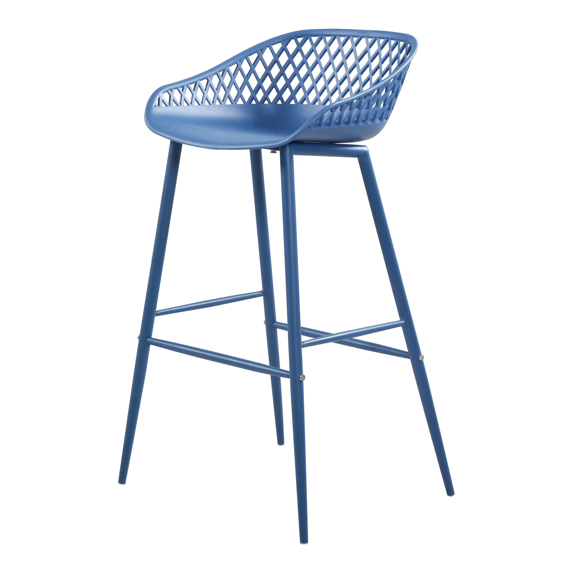 Piazza Outdoor Barstool Blue - Set Of Two, Outdoor Chair by Moe's Home, 1'7.29" width x 3'1.2" height x 1'7.68" depth View 5