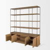 Baron 4-Door Light Brown Wood with Gunmetal Open Shelving Unit, Shelving & Bookcase by Mercana, 81.75" length x 19" width x 90" height thumbnail 10