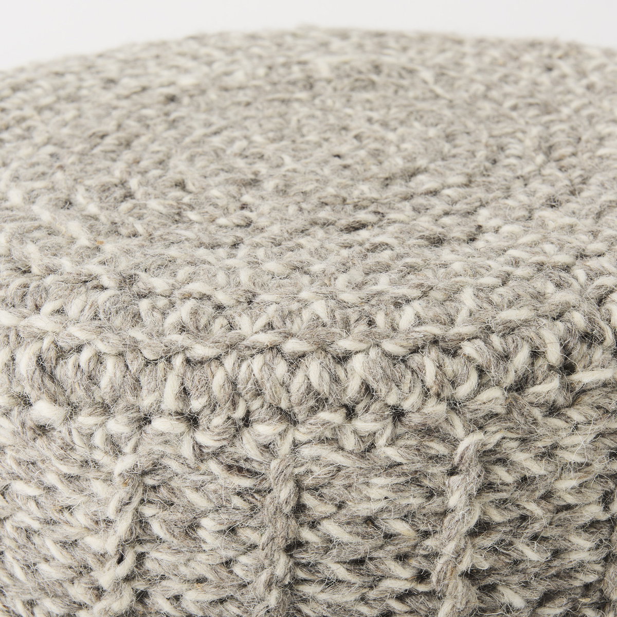 Bina  Taupe 4 Legged Wool Stool, Ottoman by Mercana, 19" length x 19" width x 15" height View 10