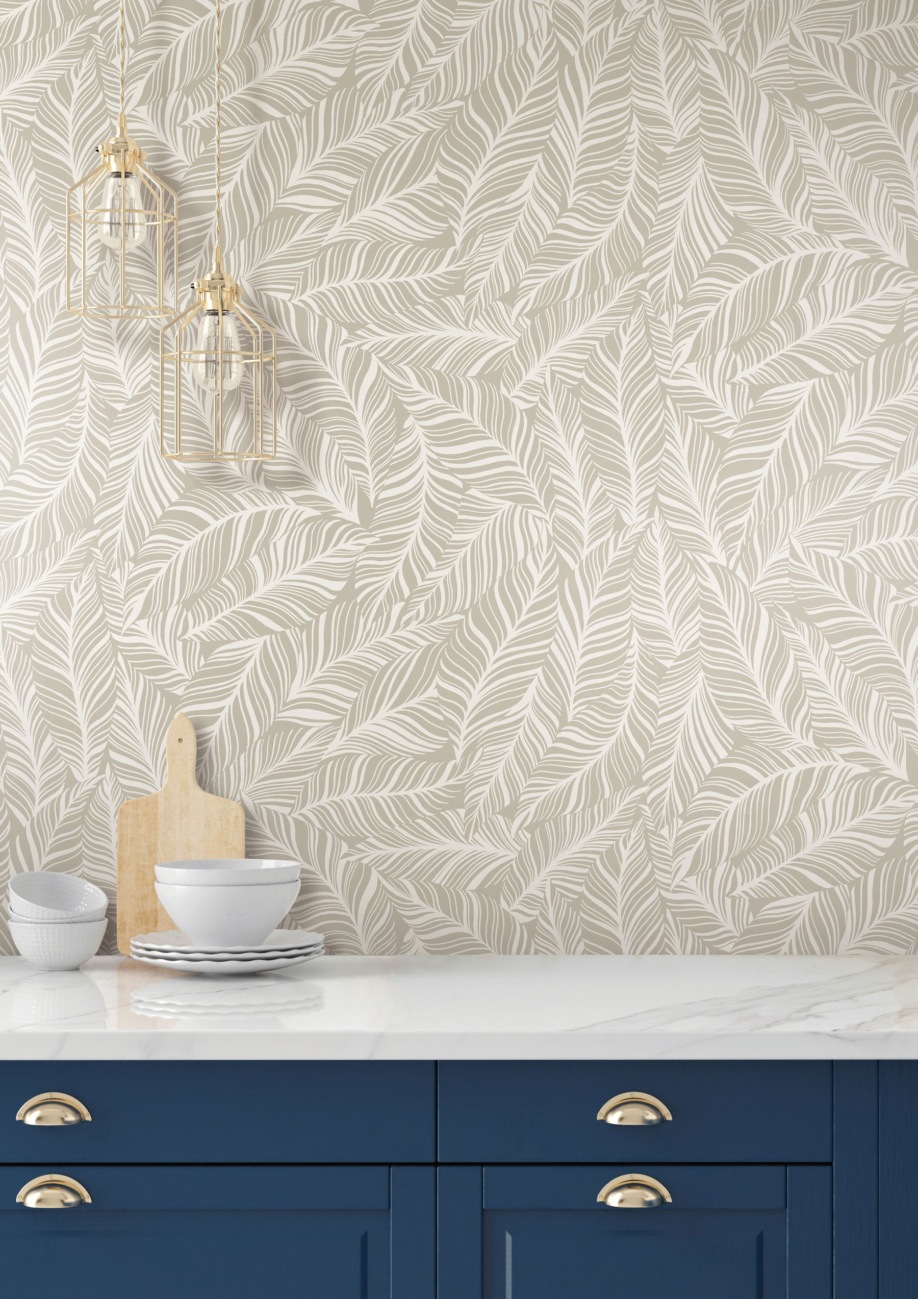 Rainforest Canopy Cream Wallpaper large image 