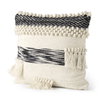 Beardell 18x18 Cream And Black Details With Tassels Pillow Cover, Decorative Pillow by Mercana, 18" length x 18" width x 0.1" height thumbnail 1
