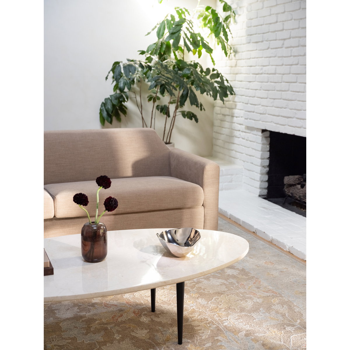 Winona Coffee Table Botticino Beige Marble, by Moe's Home, 59" width x 16" height x 29" depth View 10