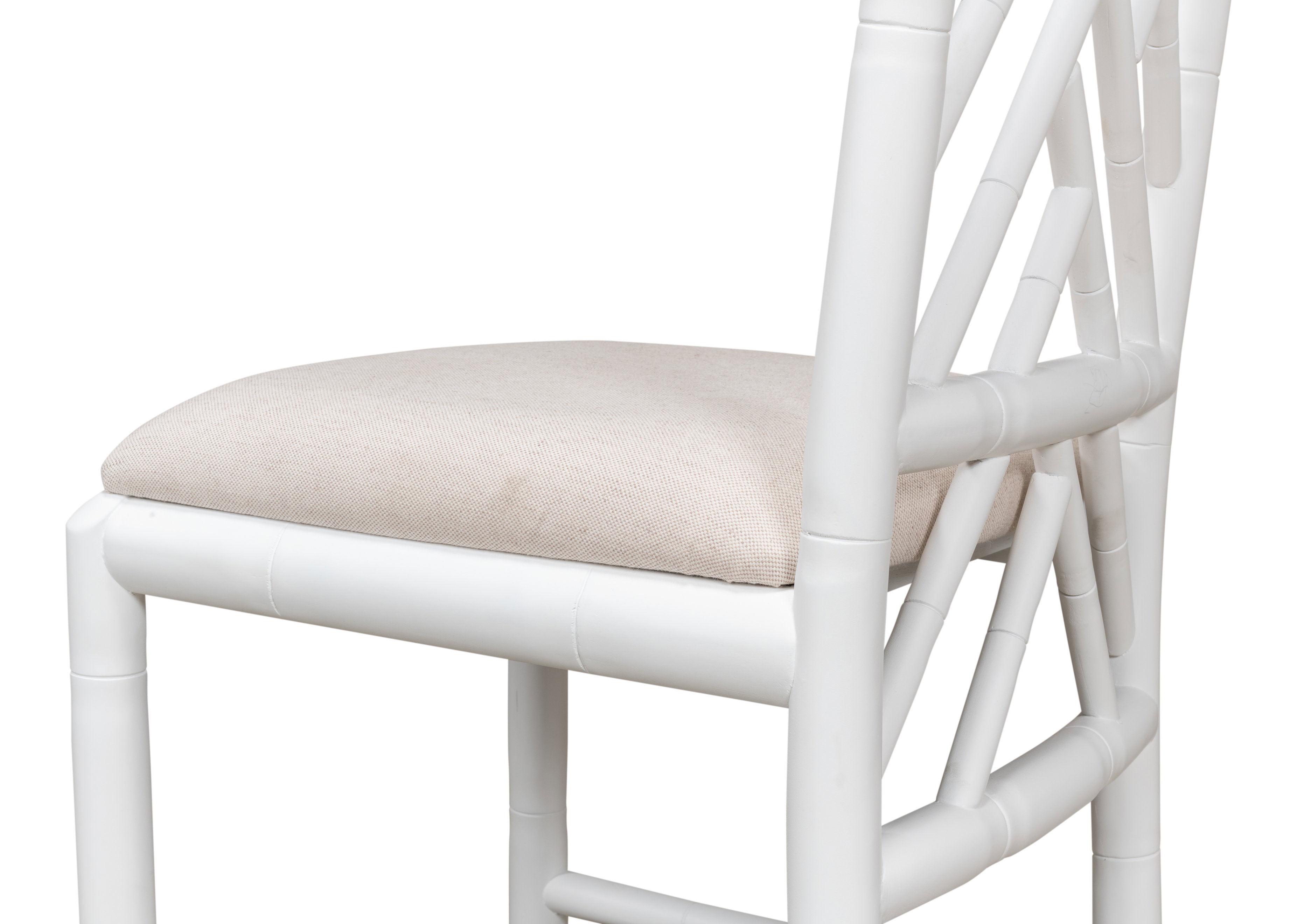 Brighton Bamboo Side Chair, White, Dining Chair by Sarreid, 17" length x 22" width x 39" height View 7