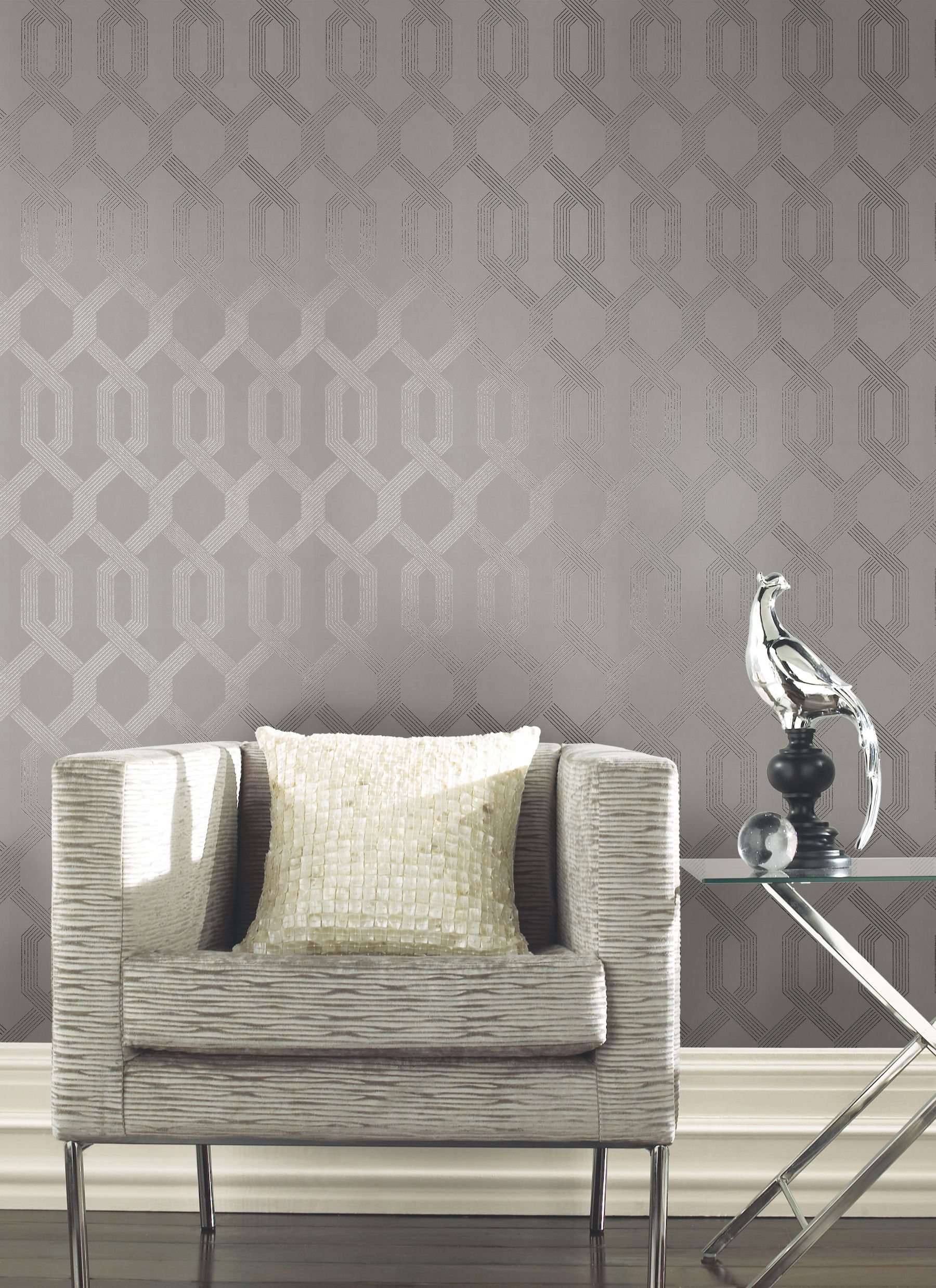 Viva Lounge Silver Metallic Wallpaper large image 