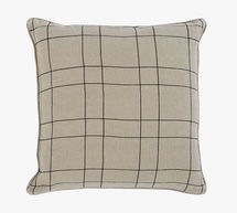 Online Designer Living Room Lizana Belgian FlaxLinen Pillow Cover, 26 x 26", Natural/Black