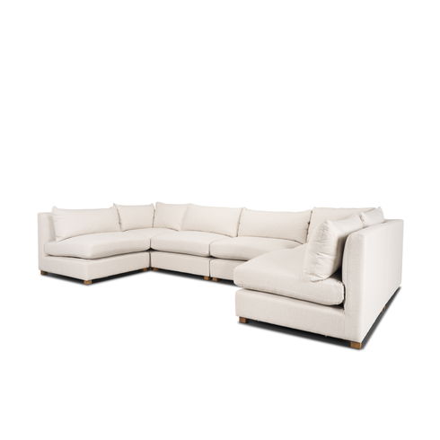 Halston 6 Piece Oatmeal U Shaped Sofa Set
