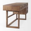 Grier 60' Medium Brown Solid Wood with Cane Office Desk, by Mercana, 60" length x 22.75" width x 30.5" height thumbnail 5