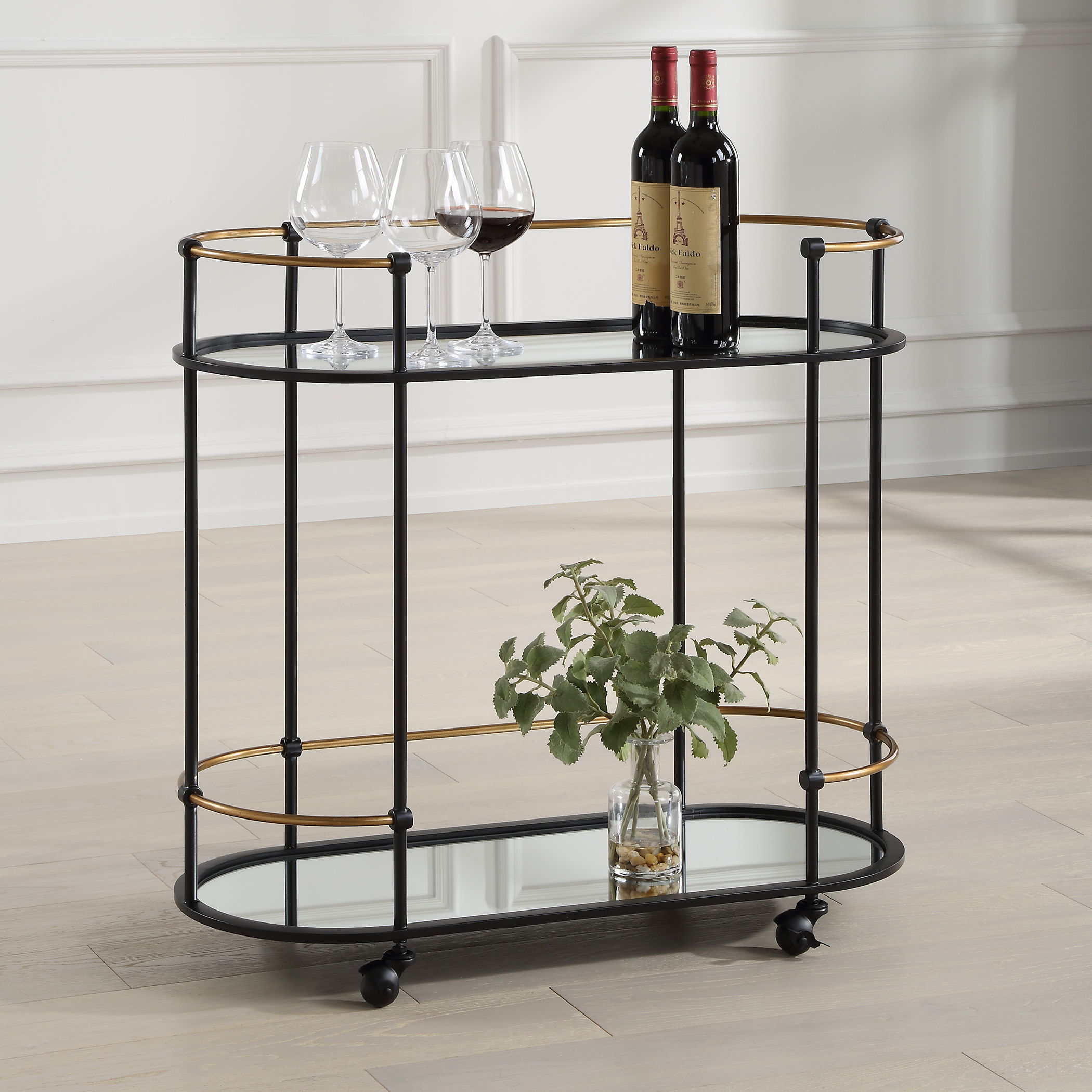 Andre Iron Bar Cart, Furniture by Uttermost, 32" width x 30.25" height x 13.5" depth View 2