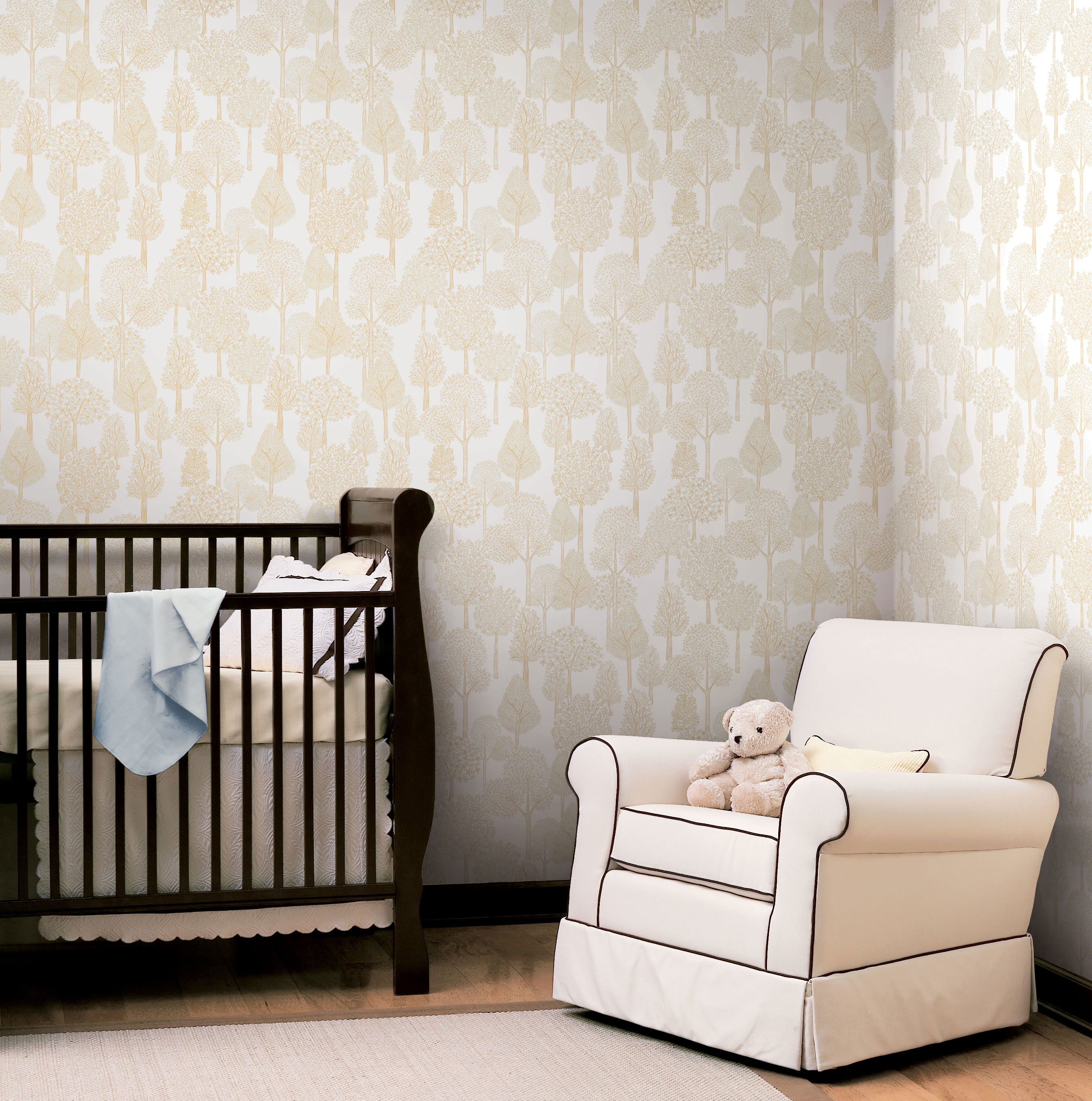 Treetops  Gold Metallic Peel & Stick Wallpaper, by York Wall, 20' length x 1'8.5" width x 0.02" depth View 2