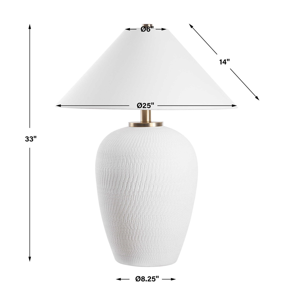 Merriton Matt White Table Lamp, by Uttermost, 2'1" width x 2'9" height x 2'1" depth View 3