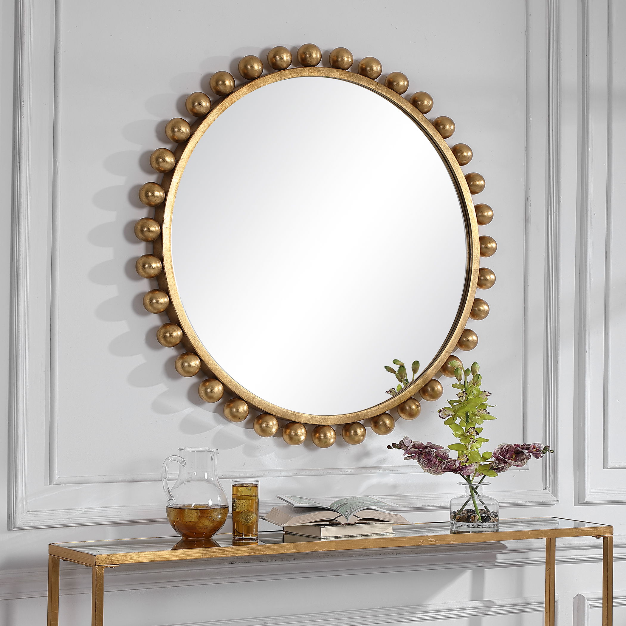 Cyra Gold Round Mirror large image 