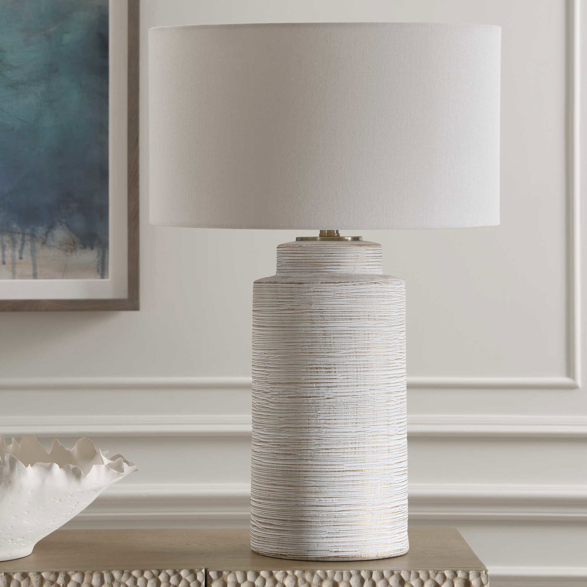 Crimp Ribbed Table Lamp, by Uttermost, 18" width x 26.5" height x 18" depth View 4
