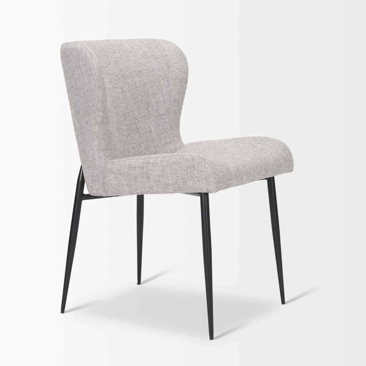 Hartt Dining Chair with Matte Black Metal Frame and Gray Fabric, by Mercana, 19.75" length x 25" width x 32.5" height View 9
