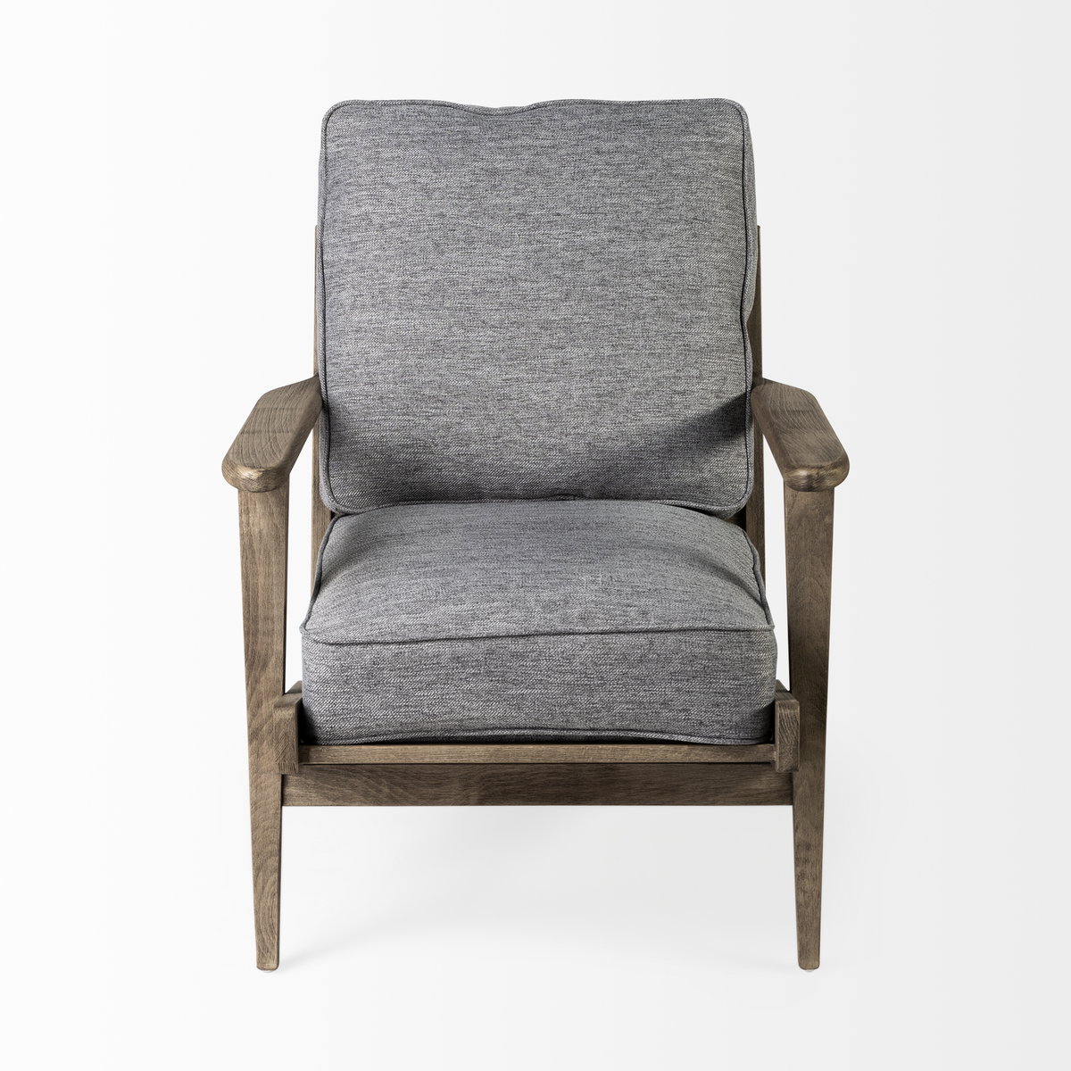 Olympus V Castlerock Grey Fabric Wrapped Brown Wooden Frame Accent Chair, by Mercana, 28" length x 31" width x 32" height View 5