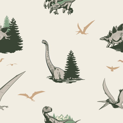 Jurassic World: Dominion Vintage Dinosaurs Green Peel & Stick Wallpaper