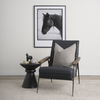 Grosjean Black Leather with Black Metal Frame Accent Chair, by Mercana, 27.56" length x 37.01" width x 34.65" height thumbnail 2