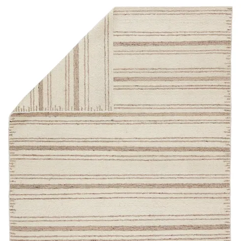Mendoza Striped Handwoven Wool Cream Area Rug