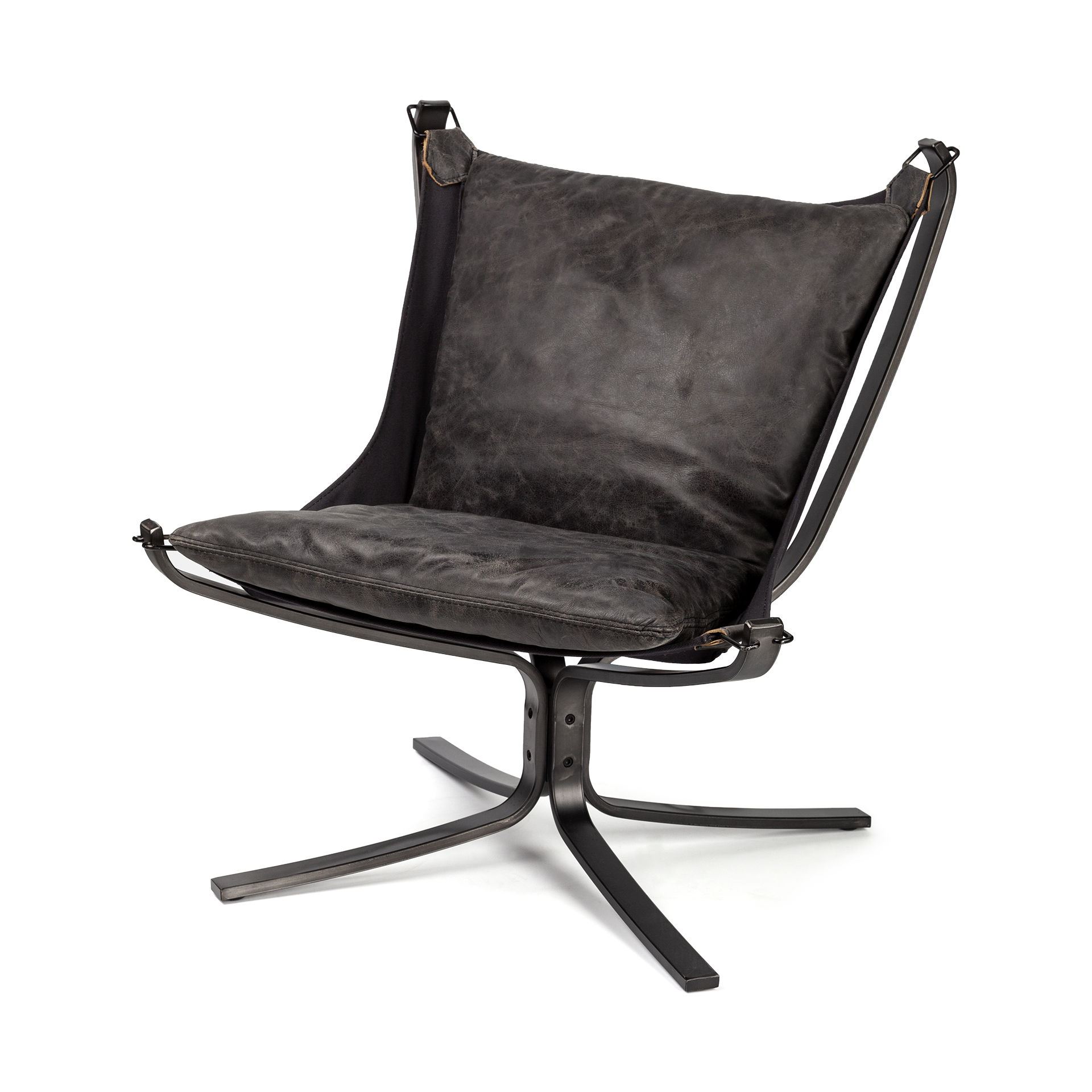 Colarado Black Leather Cushions with Black Metal Frame Sling-Style Accent Chair large image 