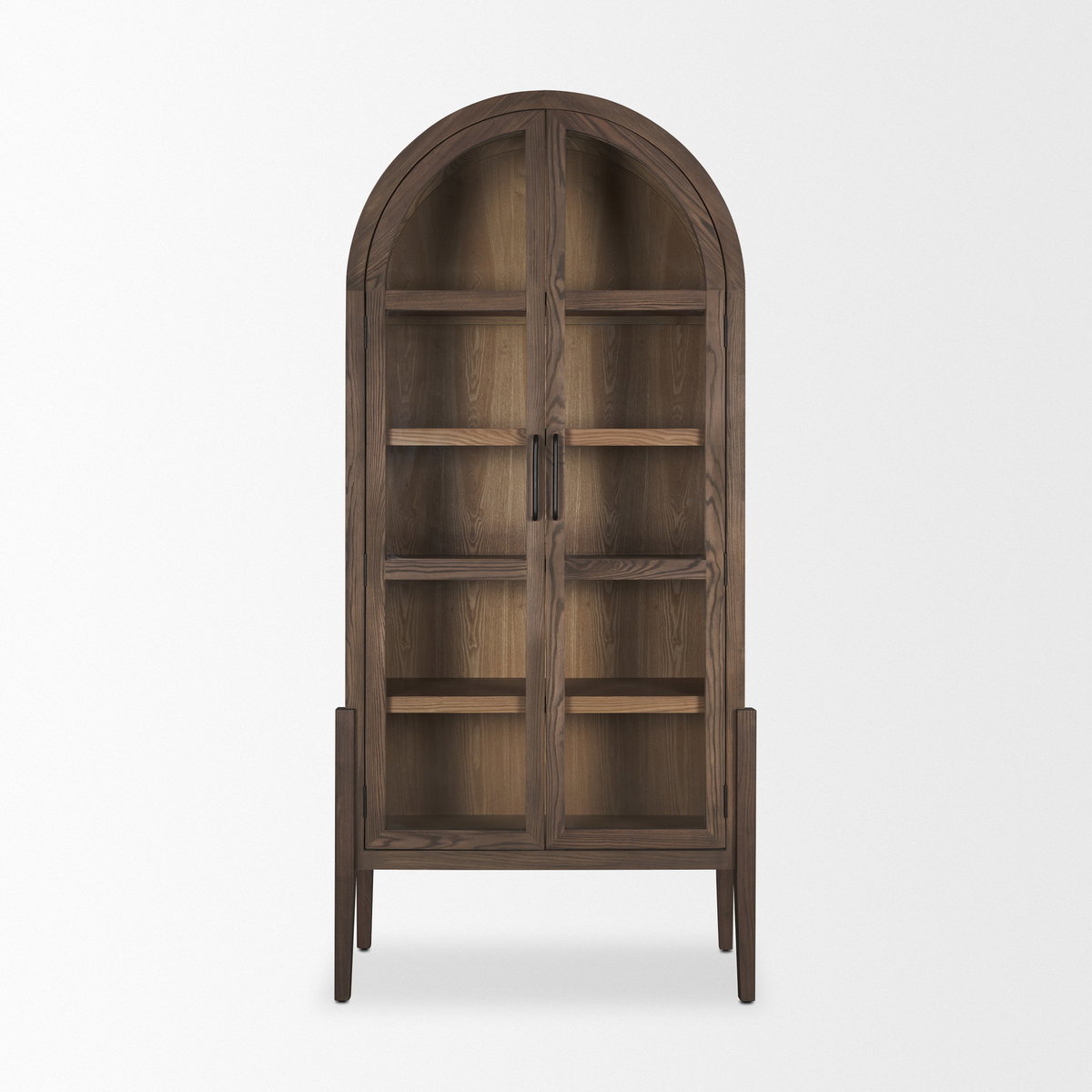 Teva Two Toned Dark with Light Wood Arched Curio Cabinet, Cabinets & Sideboard by Mercana, 39" length x 19" width x 84" height View 4