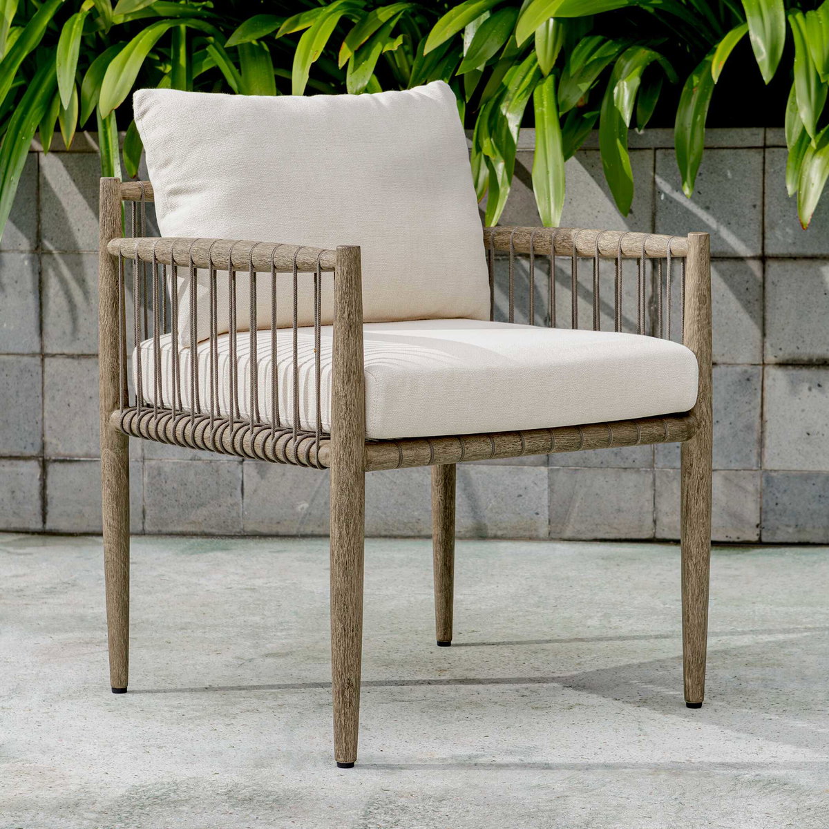 Borneo White Outdoor Dining Chair, Furniture by Uttermost, 24.3" width x 28.2" height x 24.5" depth View 2