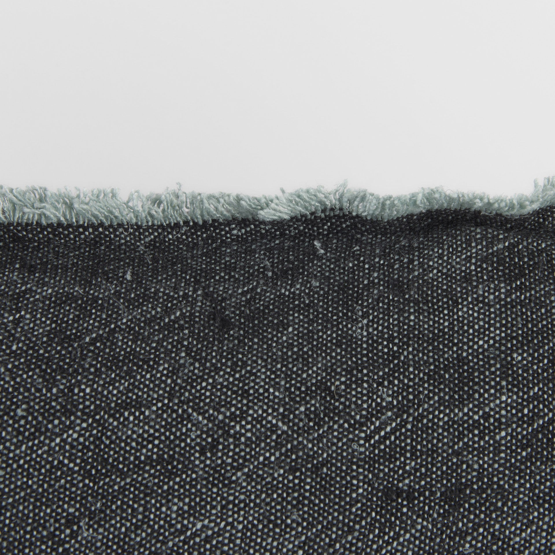 Malia 14L x 26W Black and Teal Fabric Fringed Decorative Pillow Cover, by Mercana, 14" length x 26" width x 0.2" height View 8