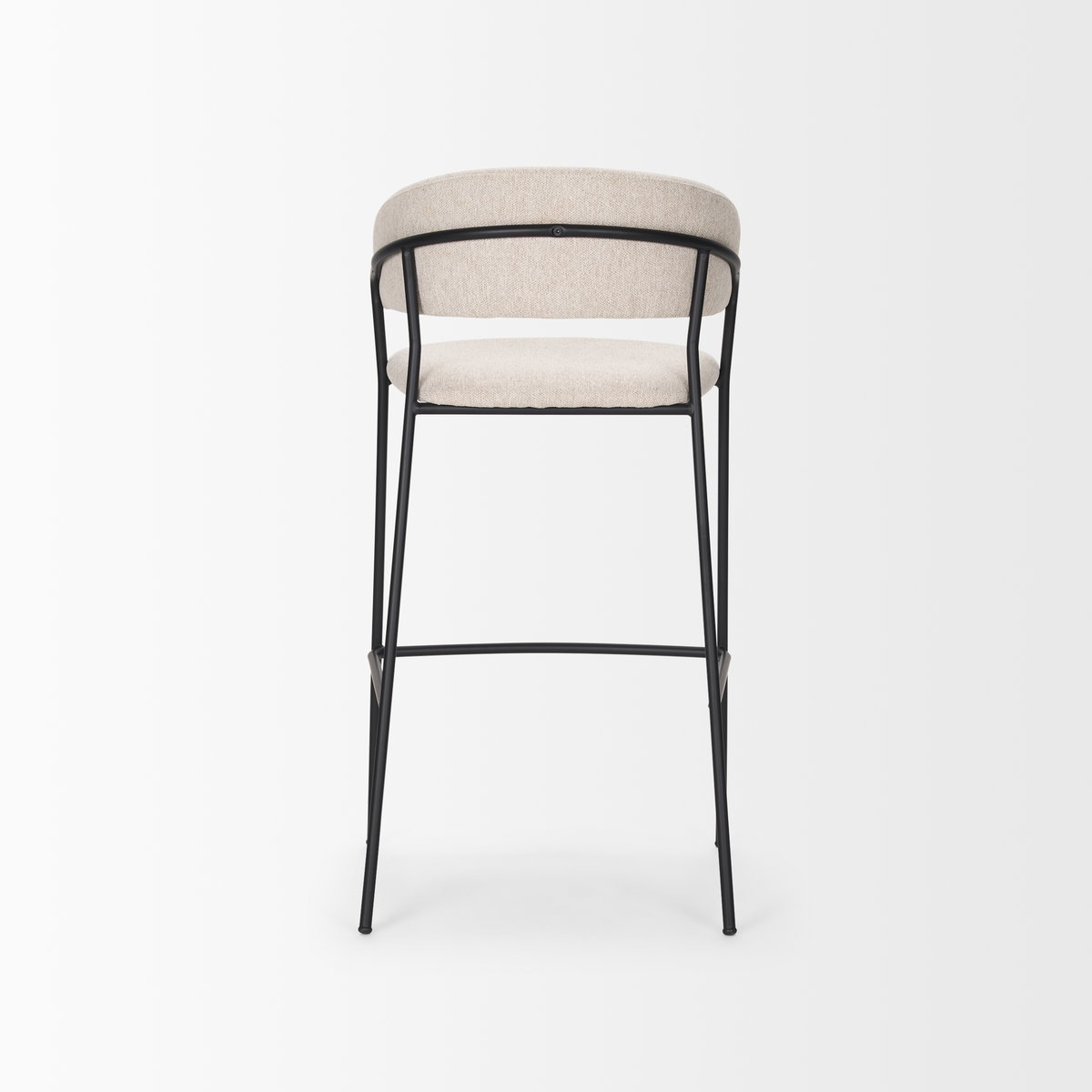 Carolyn Bar Stool with Oatmeal Fabric & Matte Black Metal, Counter & Bar Stool by Mercana, 19.29" length x 20.4" width x 39.75" height View 4