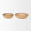 Wendell Light Brown Wood with Wood Bead Round Bowls, Decorative Bowl by Mercana, 12" length x 12" width x 3" height thumbnail 3