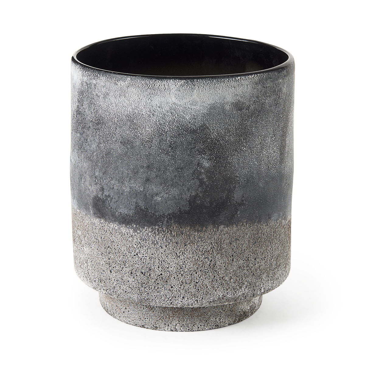 Squally  Black/Brown Glass Ombre Textured Vase, by Mercana, 7.95" length x 7.95" width x 8.62" height View 1