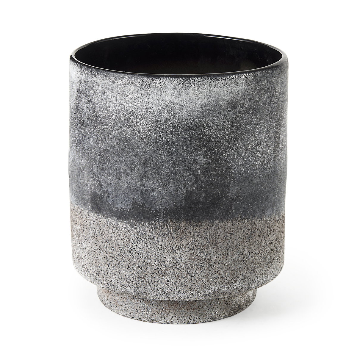 Squally  Black/Brown Glass Ombre Textured Vase, by Mercana, 7.95" length x 7.95" width x 8.62" height View 1