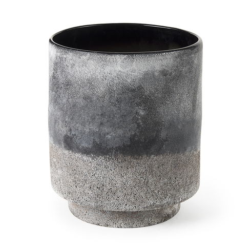 Squally  Black/Brown Glass Ombre Textured Vase