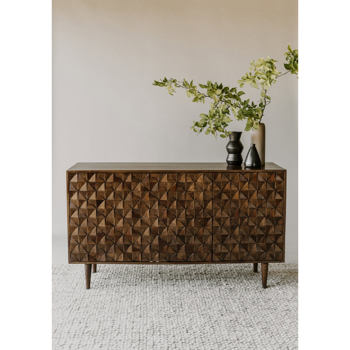 Pablo 3 Door Sideboard Dark Brown, Cabinets & Sideboard by Moe's Home, 58" width x 33" height x 18" depth View 7