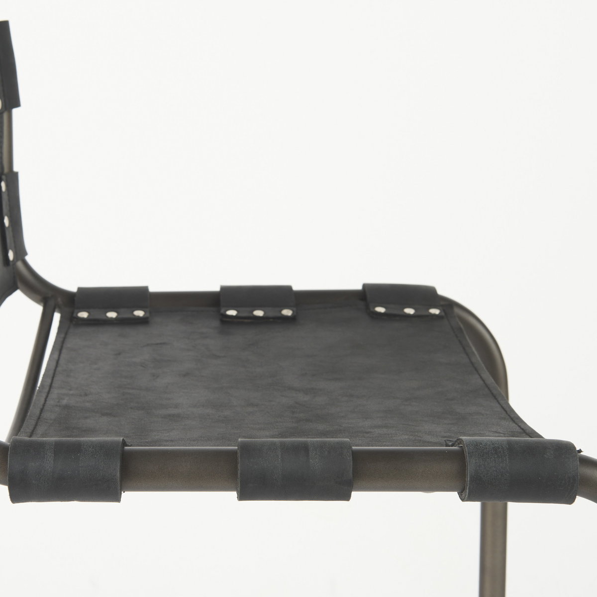 Berbick Backless 38in Seat Counter Stool | Black Leather with Gray Metal, Counter & Bar Stool by Mercana, 20.5" length x 24.8" width x 39" height View 8