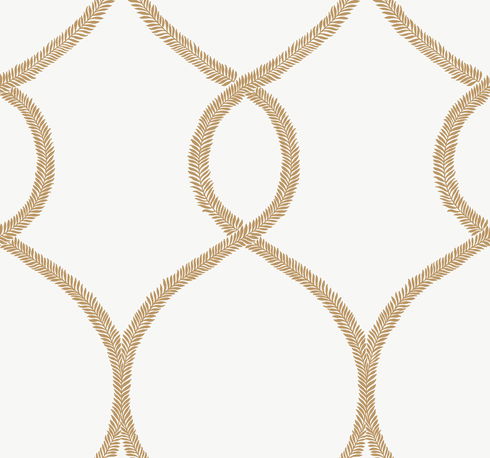 Laurel Leaf Ogee Gold Wallpaper