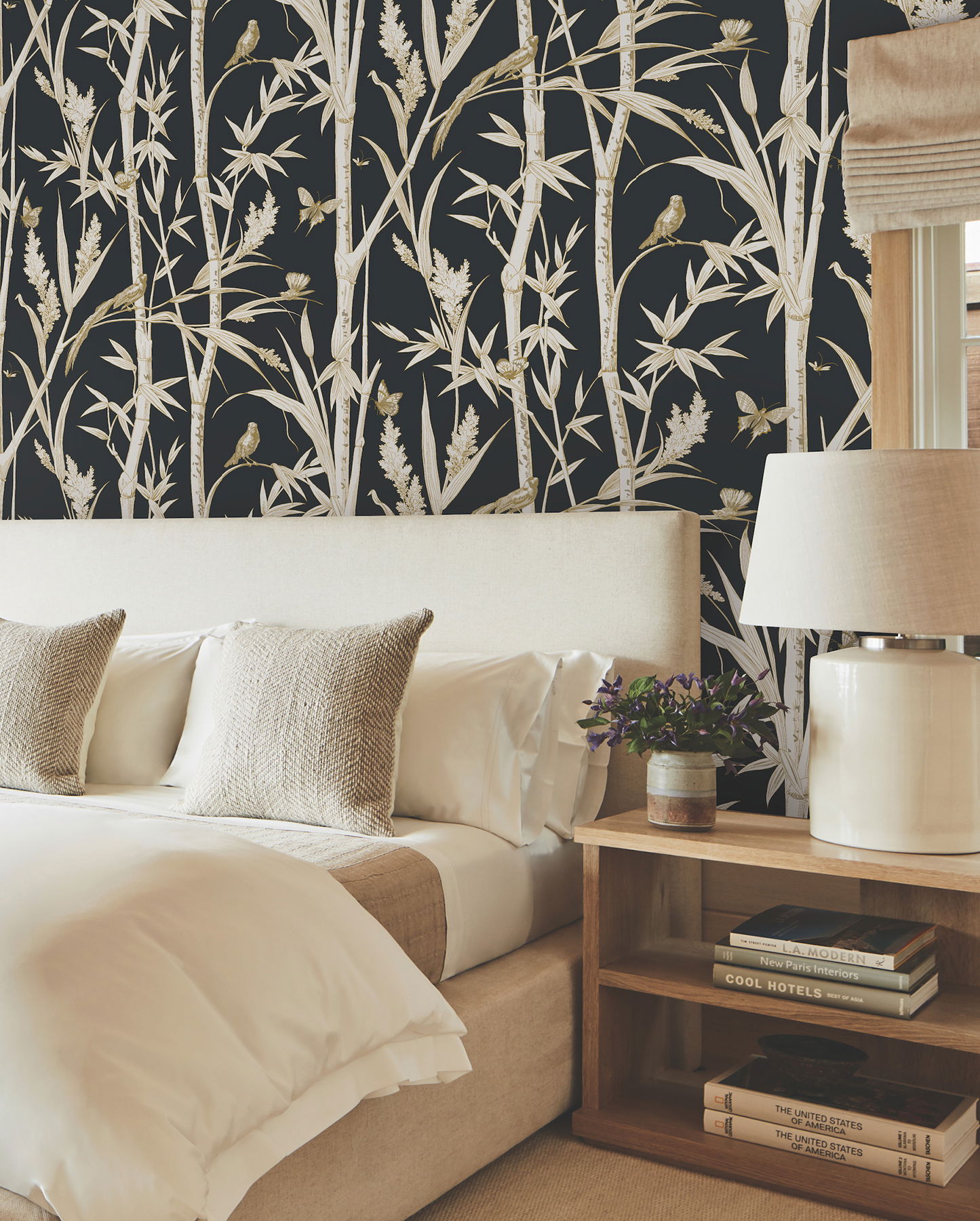 Bambou Toile Black Wallpaper large image 