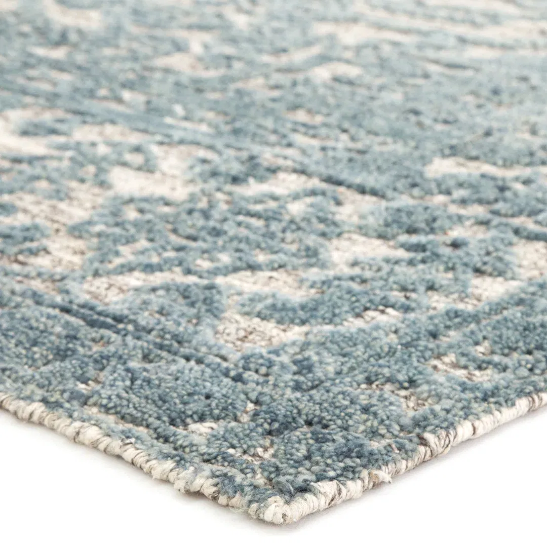 Germaine Medallion Hand-Knotted Blue/Ivory Area Rug large image 