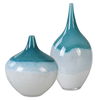 Carla Teal White Vases, S/2 thumbnail 0