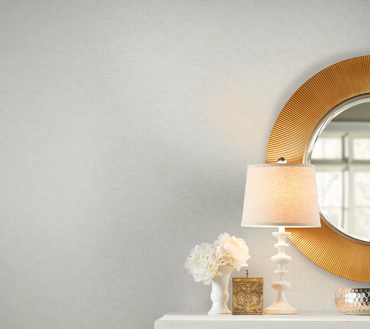 Diamond Channel Light Grey Wallpaper, by York Wall, 27' length x 2'3" width x 0.02" depth View 3