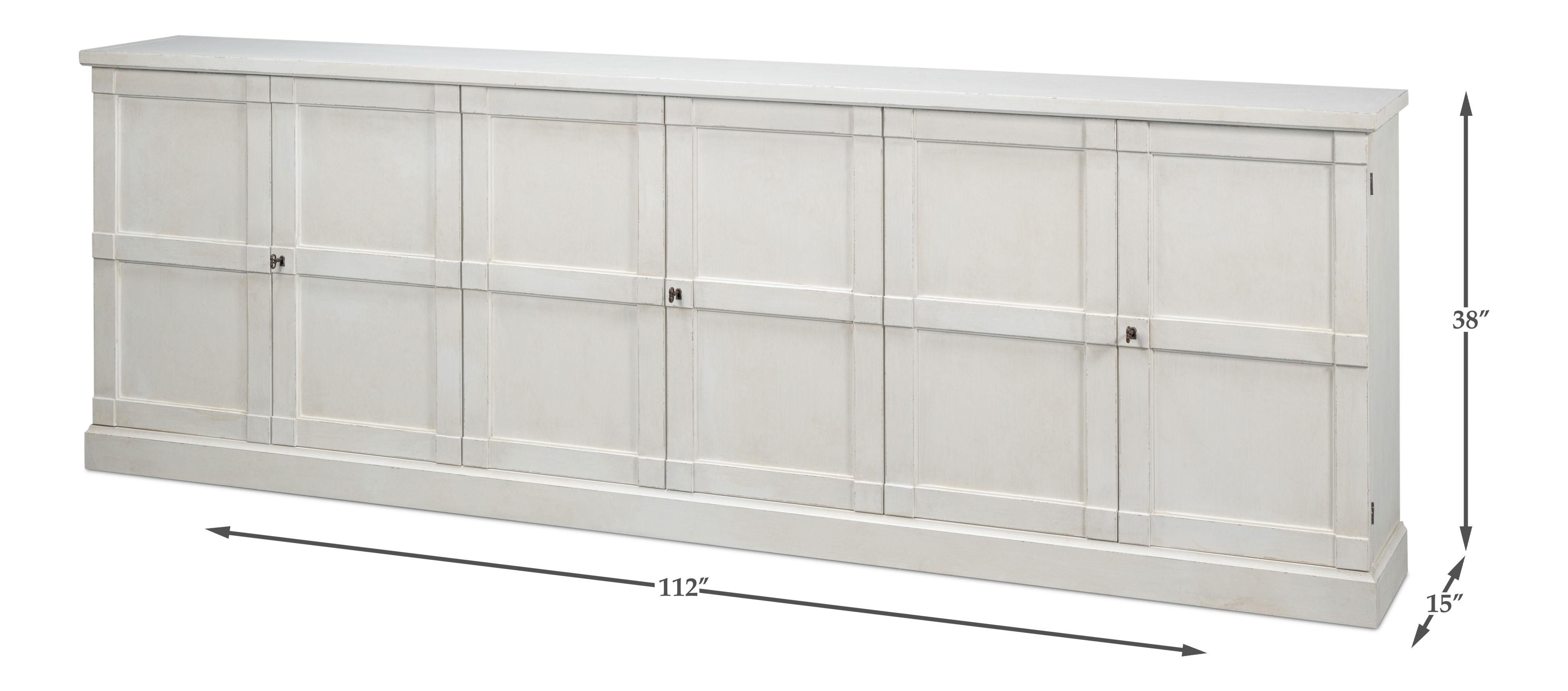 Luciana 6 Dr Buffet,112',St.Wh,Wood Dr, Cabinets & Sideboard by Sarreid, 112" length x 15" width x 38" height View 13
