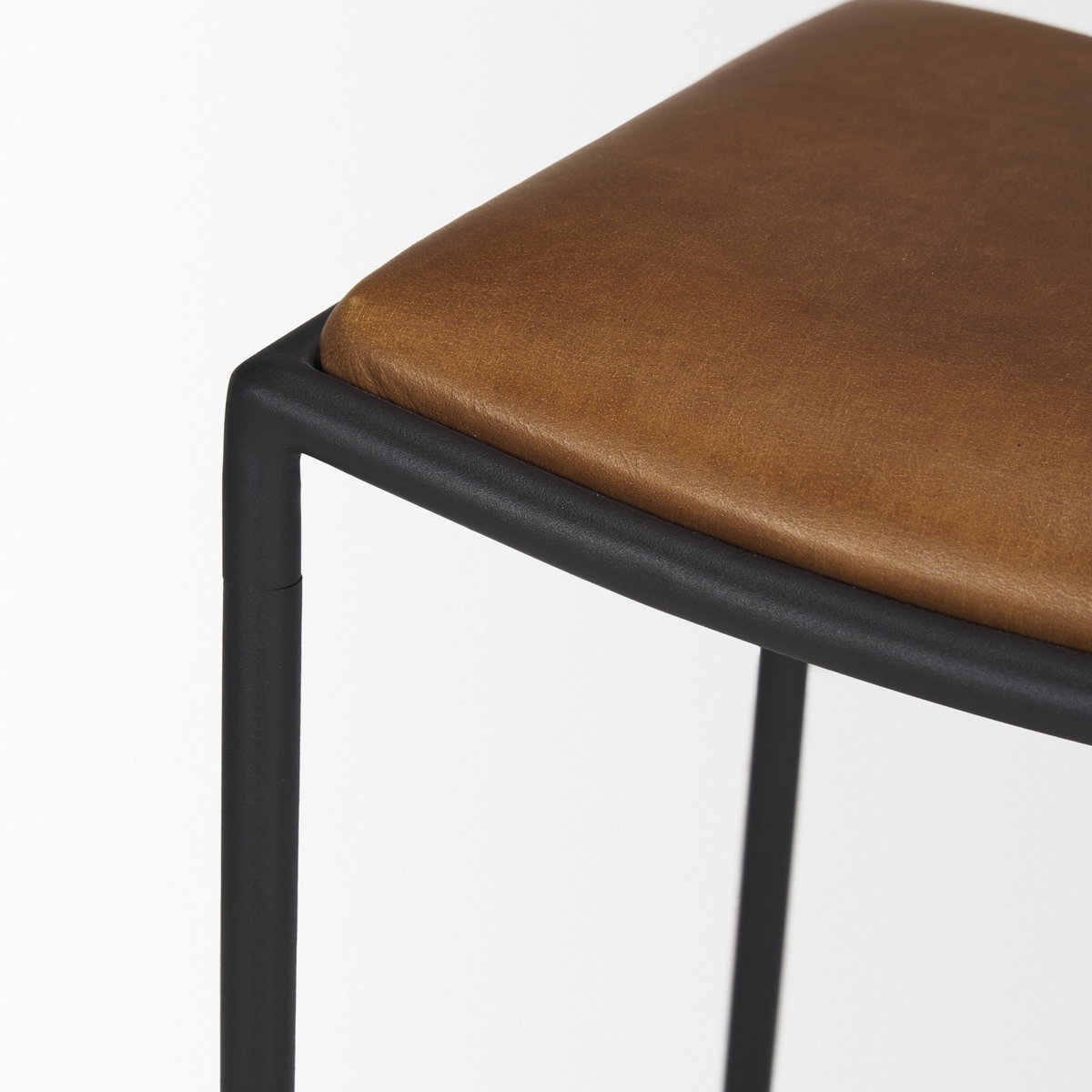 Taniel Backless 27.25in Seat Counter Stool | Brown Leather with Metal, Counter & Bar Stool by Mercana, 18" length x 16" width x 27.75" height View 12