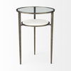 Felicity 15.8L X 15.8W X 22.5H Glass Top with White Marble Shelf and Antique Gold Base End/Side Table thumbnail 4