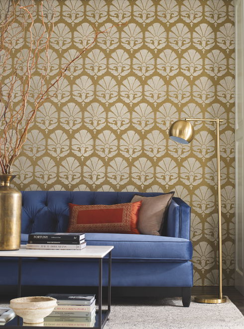Ottoman Fans Gold & White Wallpaper