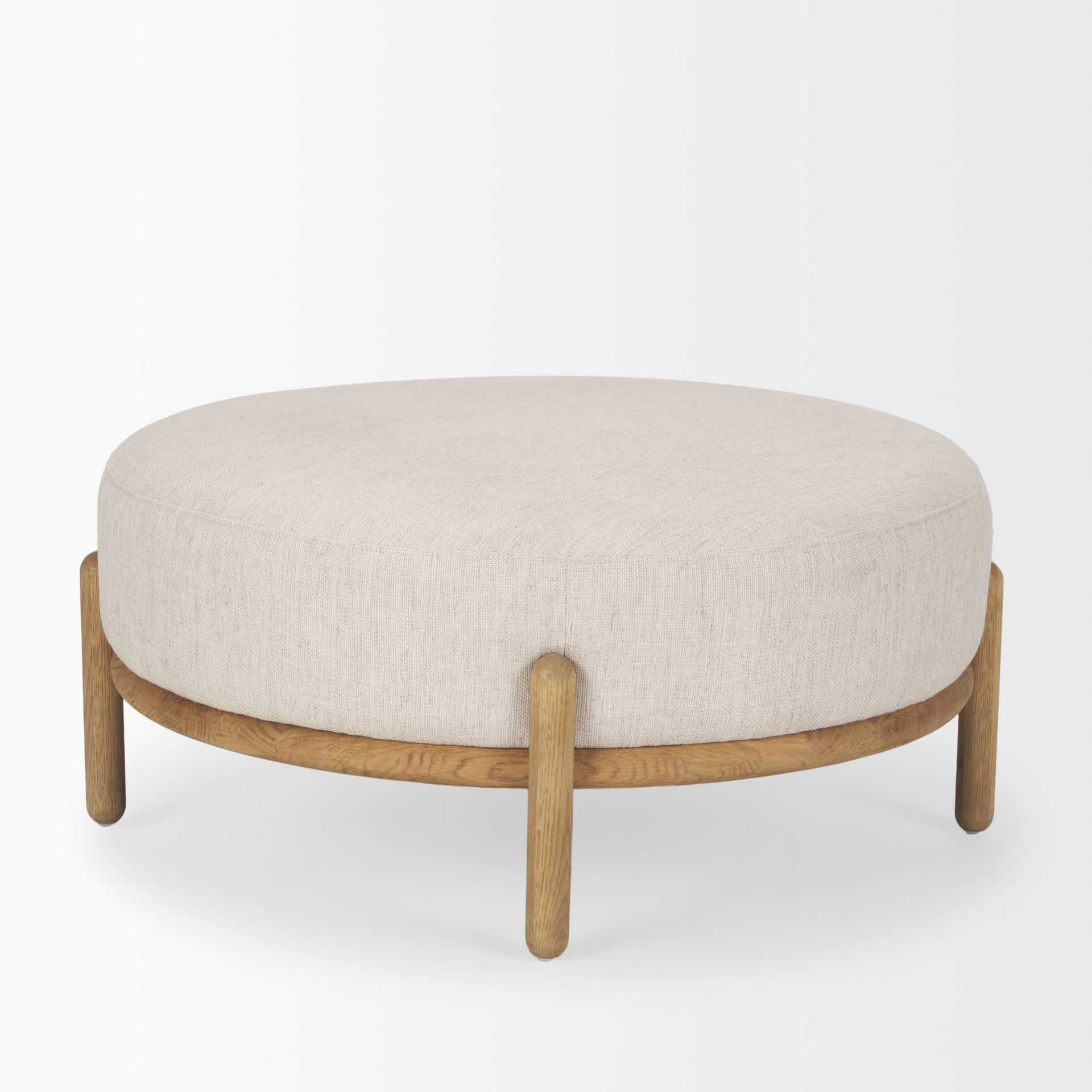 Gwynn Beige Fabric with Light Brown Wood Ottoman large image 