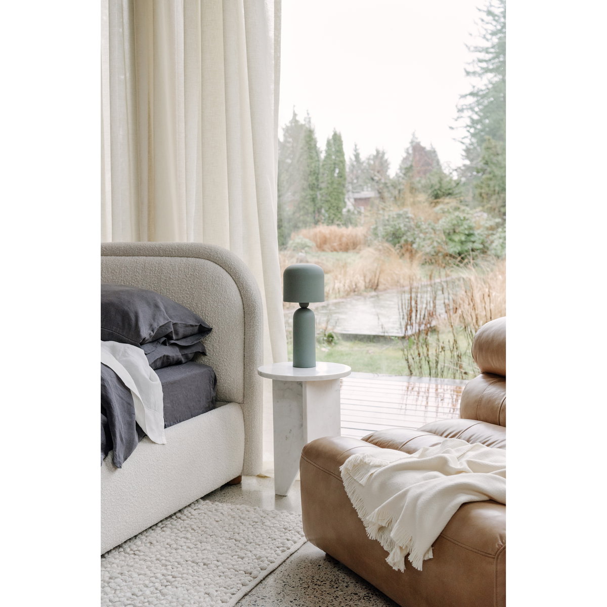 Grace Accent Table White Marble, Side & End Table by Moe's Home, 14" width x 20" height x 14" depth View 6